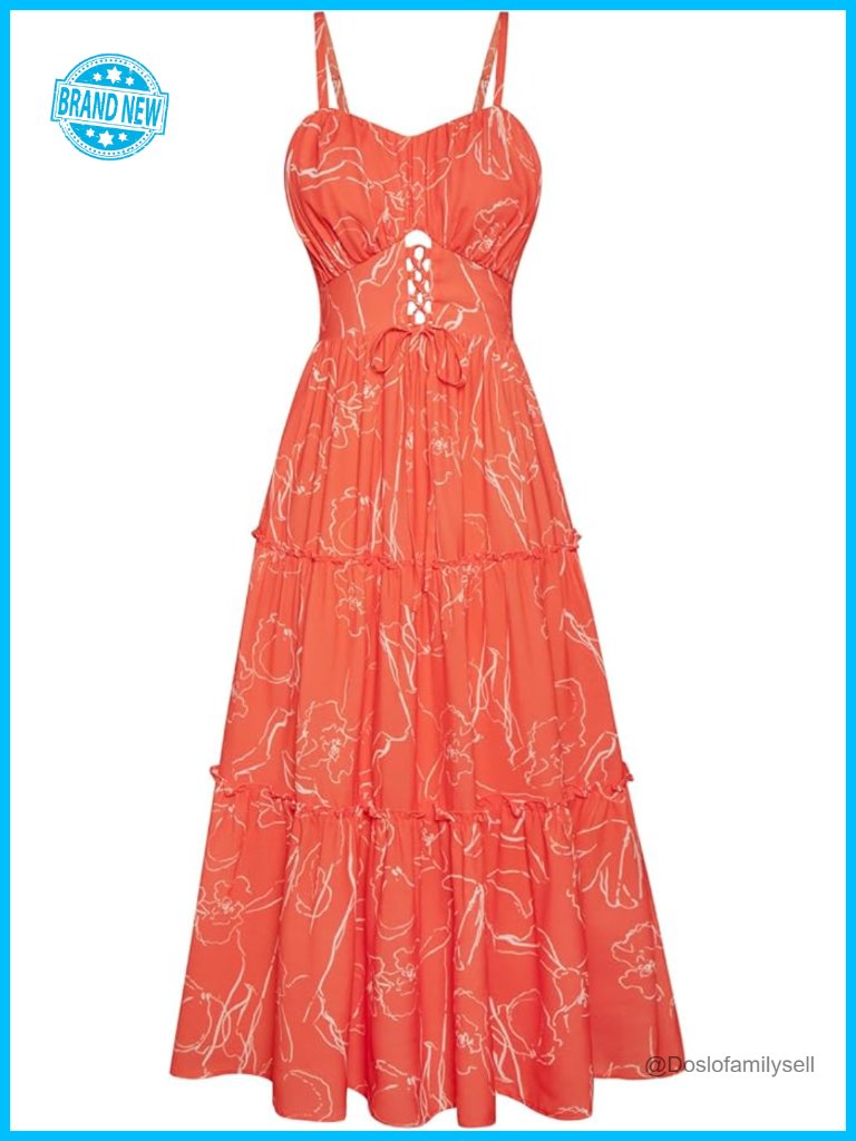 Spaghetti Strap Boho Floral Maxi Dress With Pockets